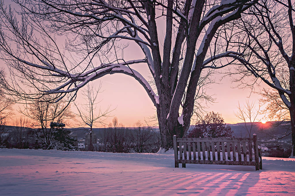 Couché de soleil en hiver, lorsque le risque de carence en vitamine D est élevé